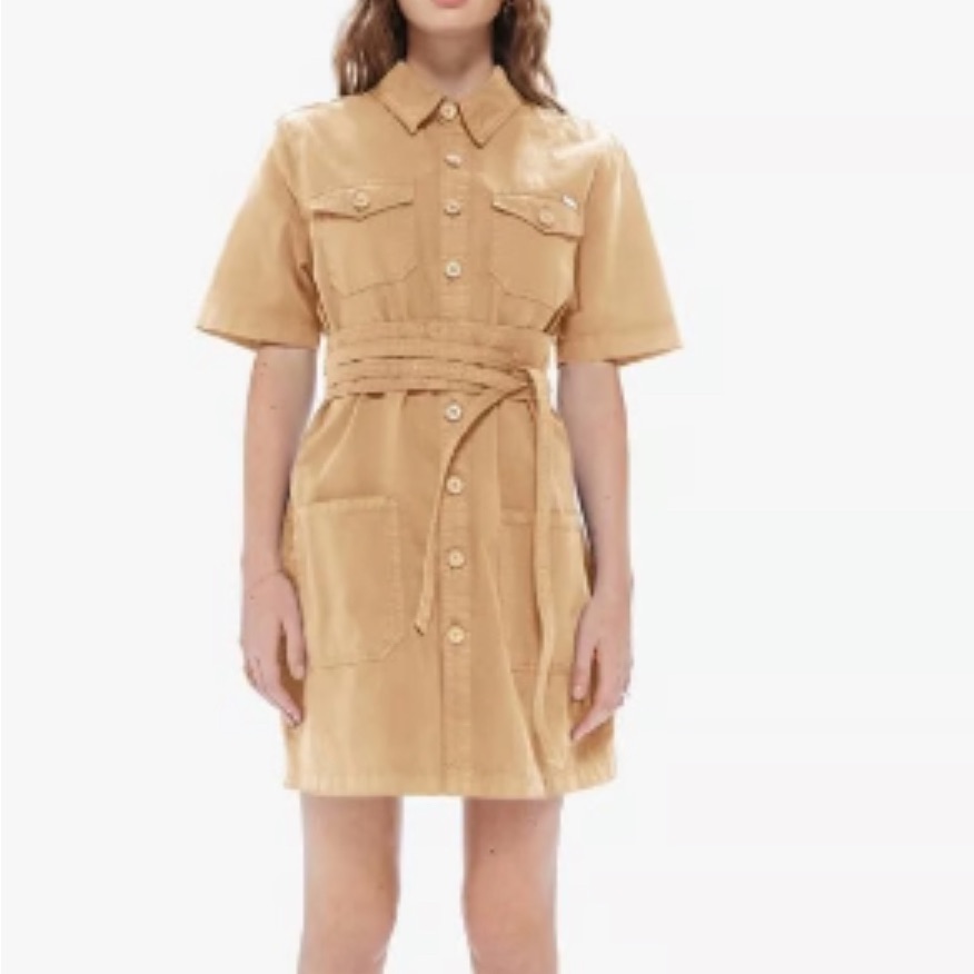 Mother The Wrapped Up Denim Mini Shirtdress Small